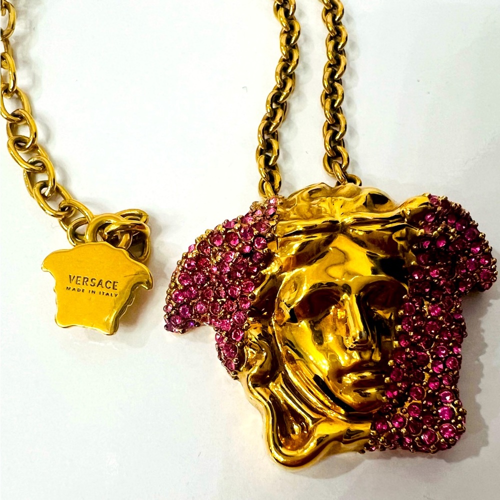 Versace Gold and Pink Medusa Necklace *price is final